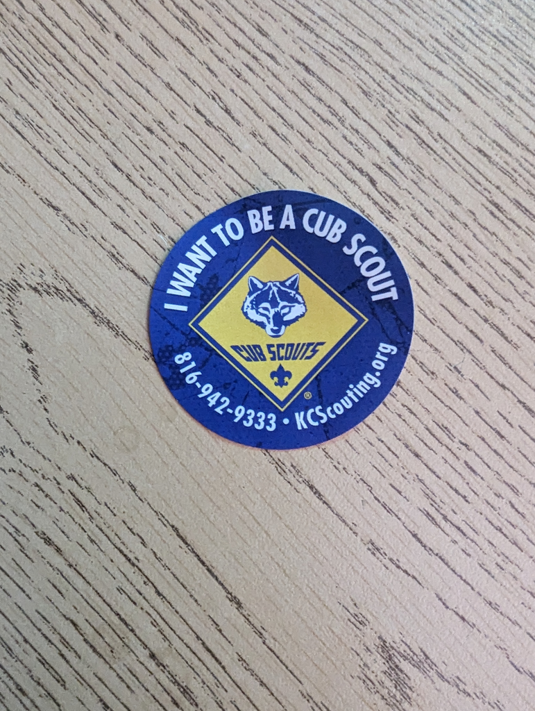 scouts sticker with information 